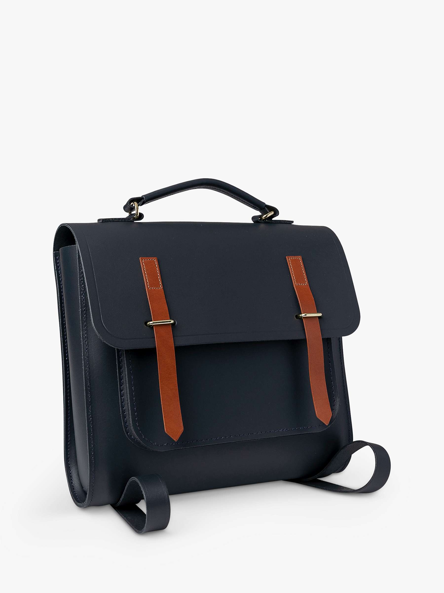 Buy Cambridge Satchel Messenger Leather Backpack, Navy/Tan Online at johnlewis.com