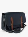 Cambridge Satchel Messenger Leather Bag, Navy/Tan