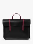 Cambridge Satchel The Music Case Celtic Grain Leather Bag, Black/Red