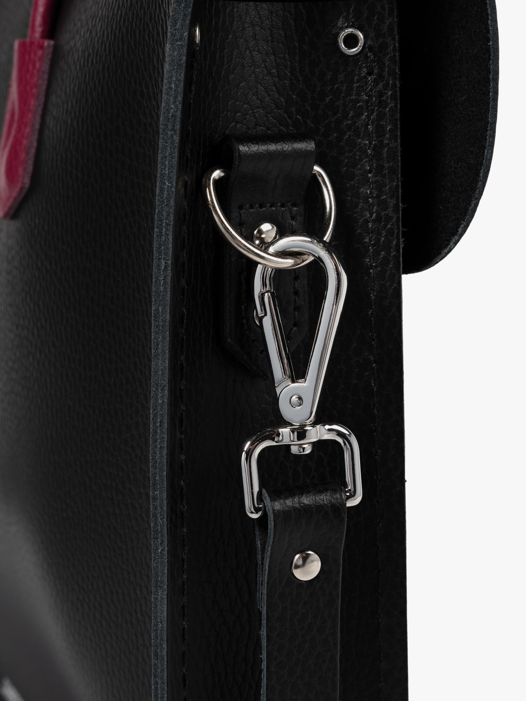 Buy Cambridge Satchel The Music Case Celtic Grain Leather Bag, Black/Red Online at johnlewis.com