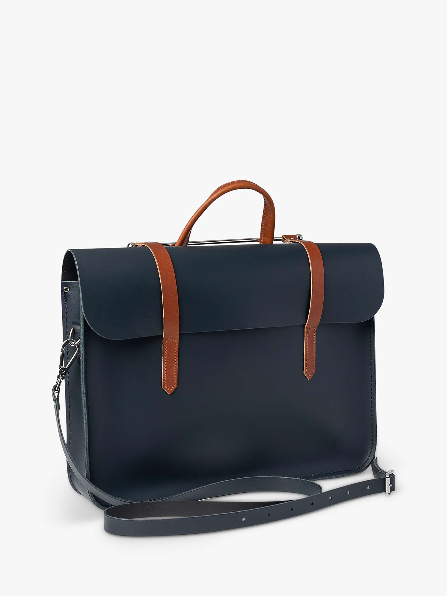 Buy Cambridge Satchel The Music Case Leather Bag, Navy/Tan Online at johnlewis.com
