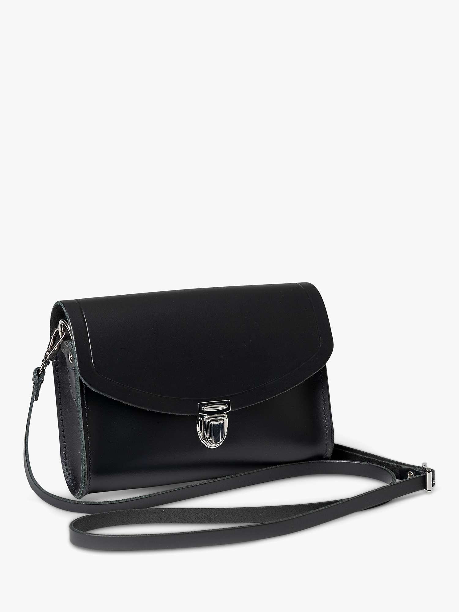 Buy Cambridge Satchel The Medium Pushlock Leather Shoulder Bag, Black Online at johnlewis.com