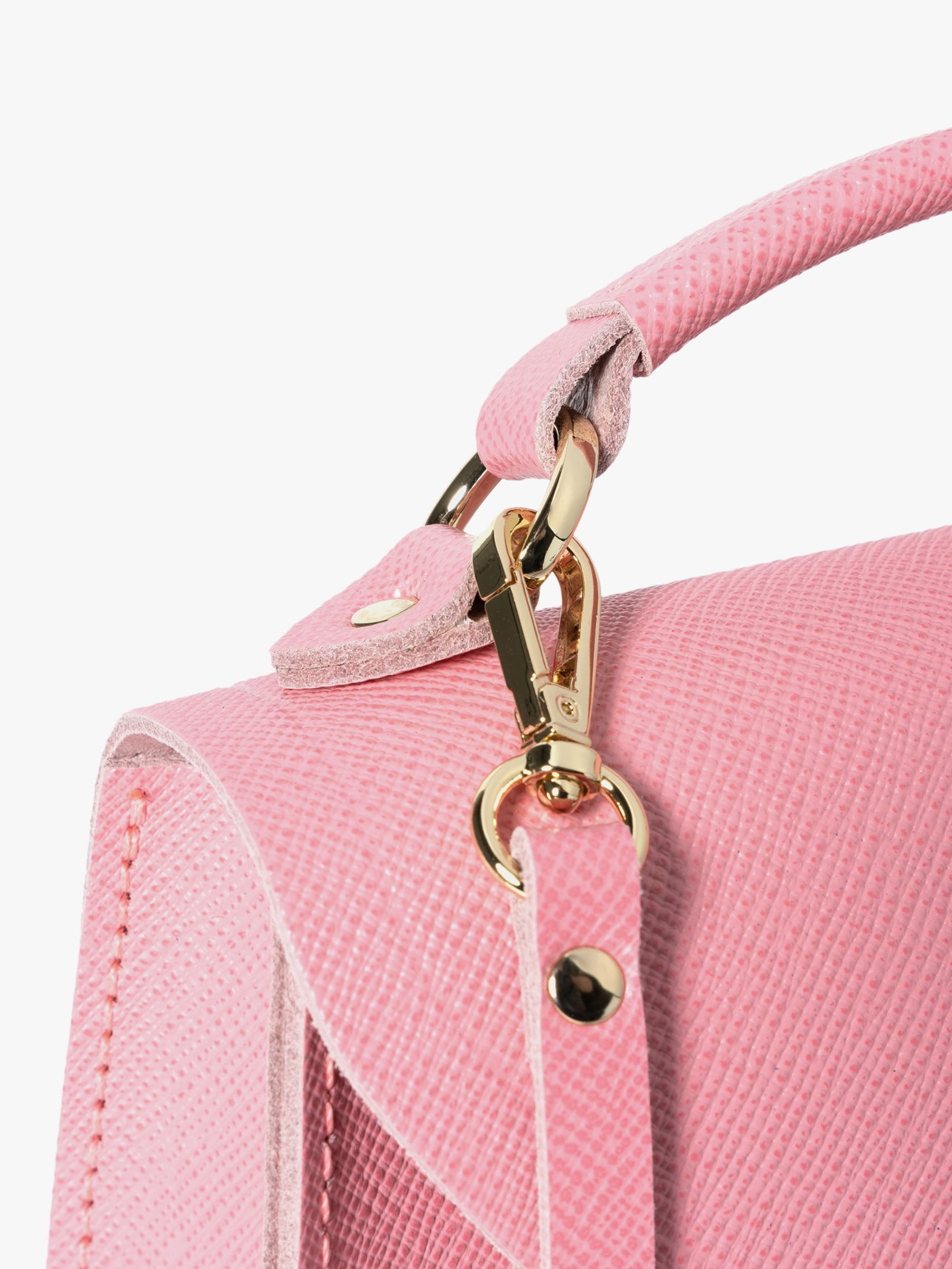 Cambridge Satchel The Mini Poppy Saffiano Leather Shoulder Bag, Salmon Pink