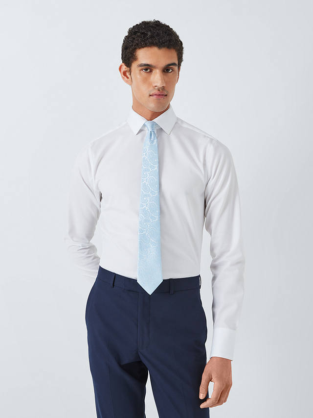 John Lewis Silk Paisley Tie, Light Blue