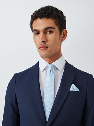 John Lewis Silk Paisley Tie, Light Blue