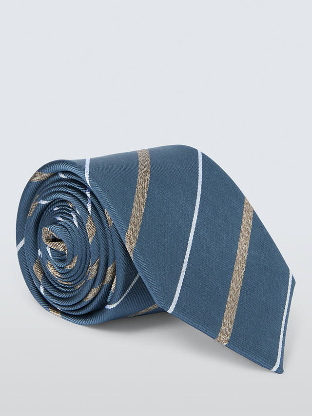 John Lewis Silk Stripe Tie, Teal