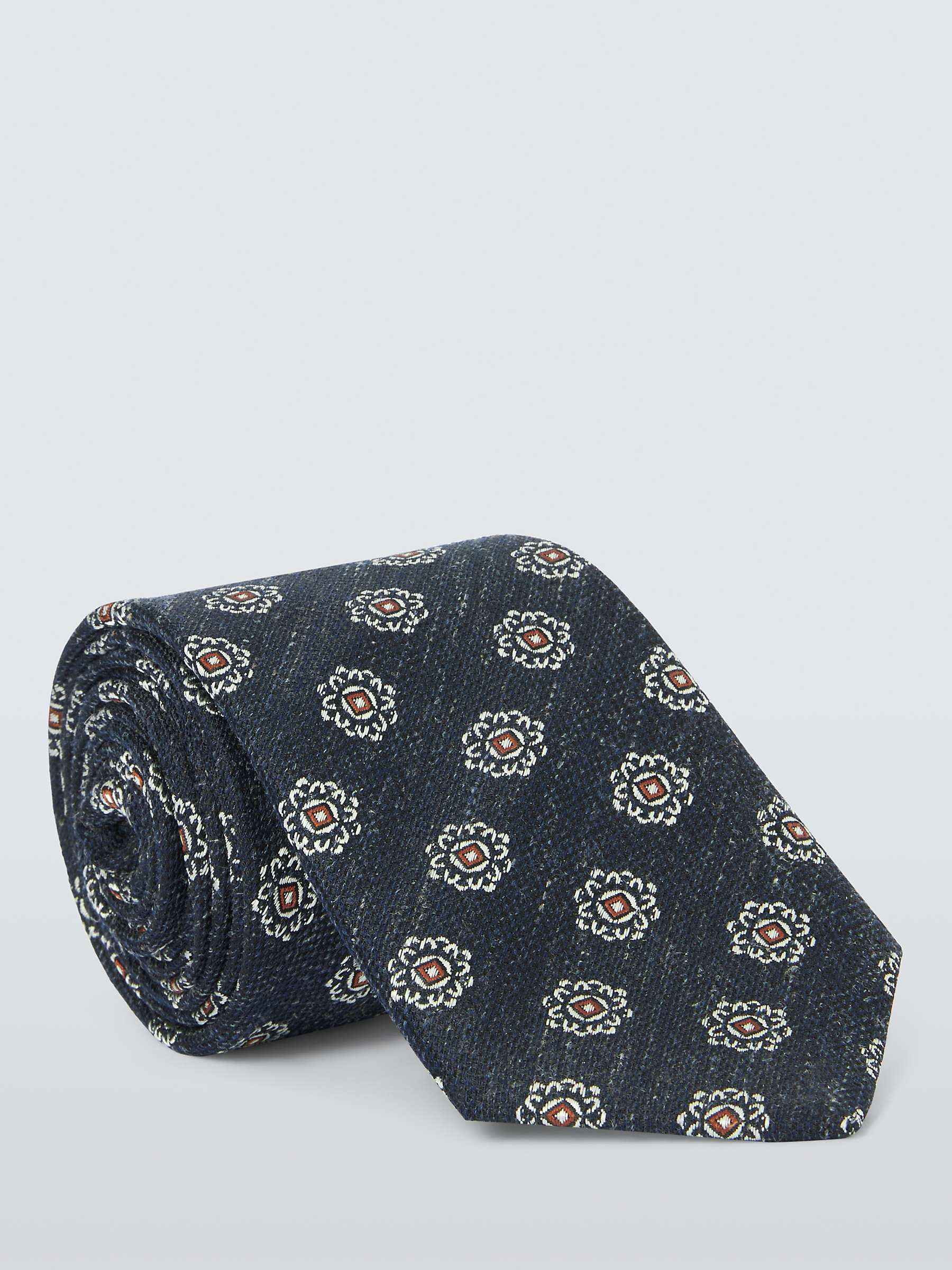 Buy John Lewis Woven Foulard Floral Tie, Navy Online at johnlewis.com