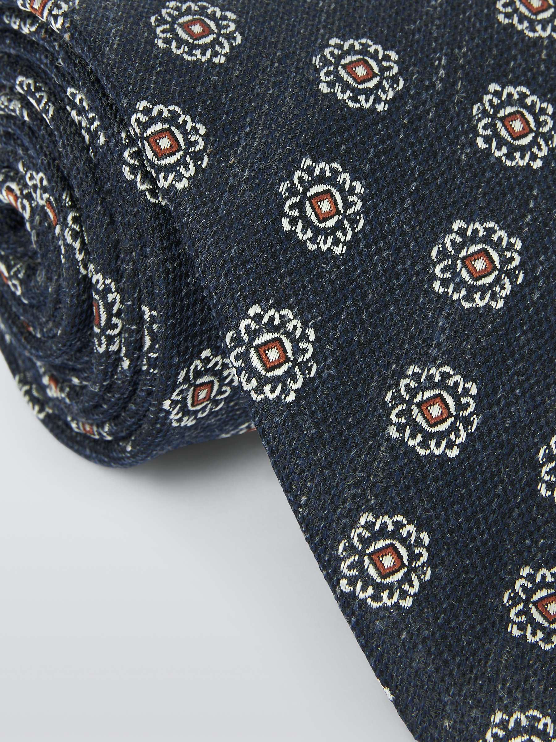 Buy John Lewis Woven Foulard Floral Tie, Navy Online at johnlewis.com