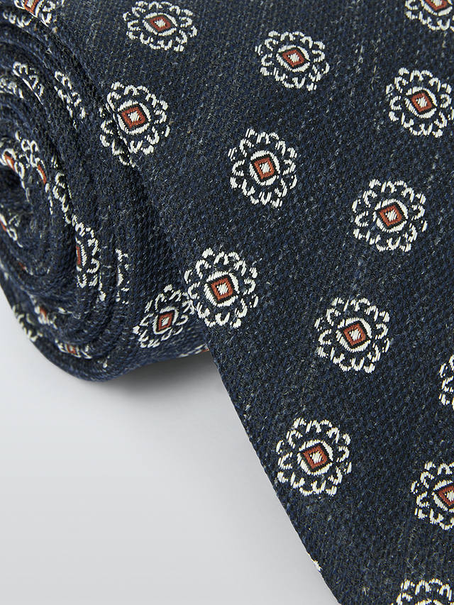 John Lewis Woven Foulard Floral Tie, Navy