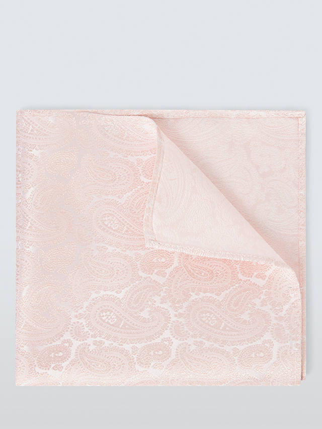 John Lewis Silk Paisley Pocket Square, Pink