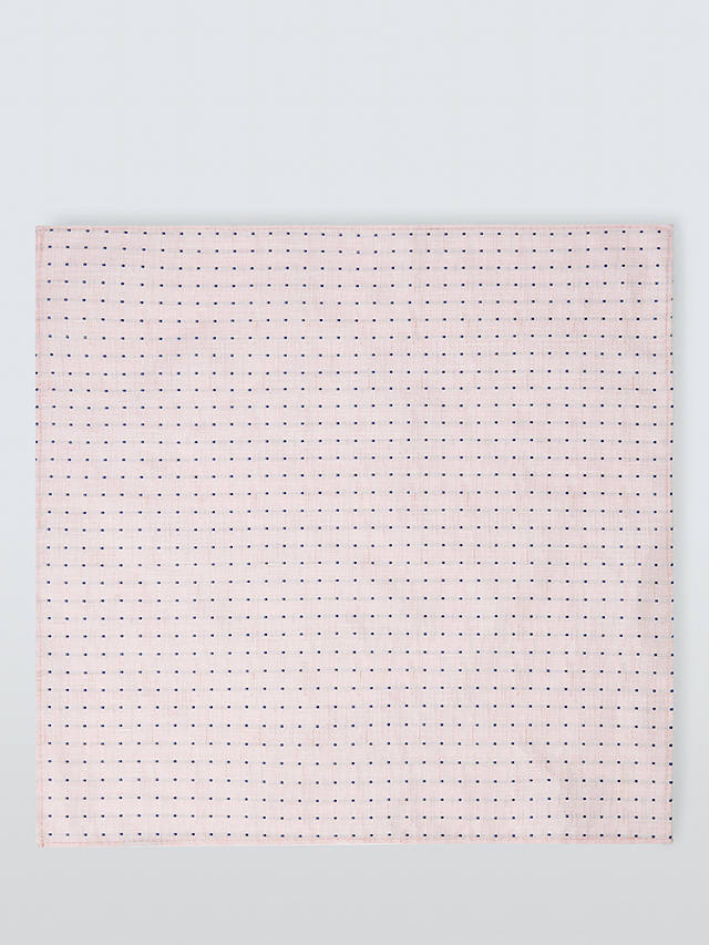 John Lewis Silk & Linen Spot Pocket Square, Pink
