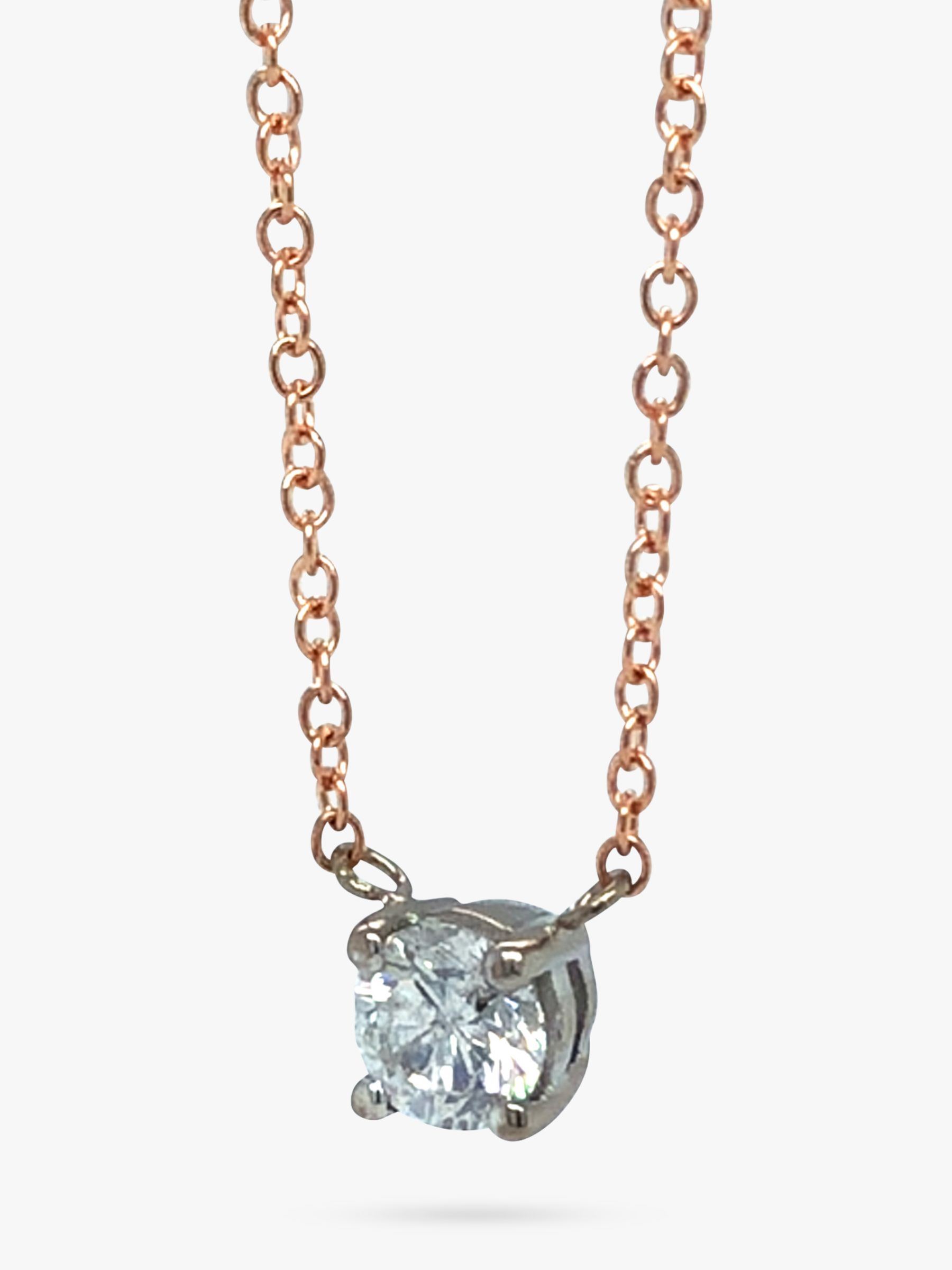 Buy Vintage Fine Jewellery Second Hand 18ct Rose & White Gold Diamond Pendant Necklace, Dated Circa 2000s Online at johnlewis.com
