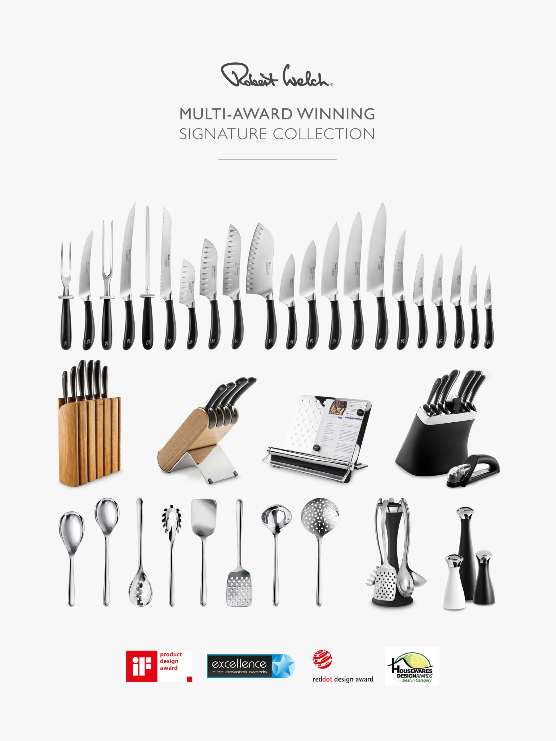 Robert Welch Signature Six Piece Knife Block Set with Sharpener