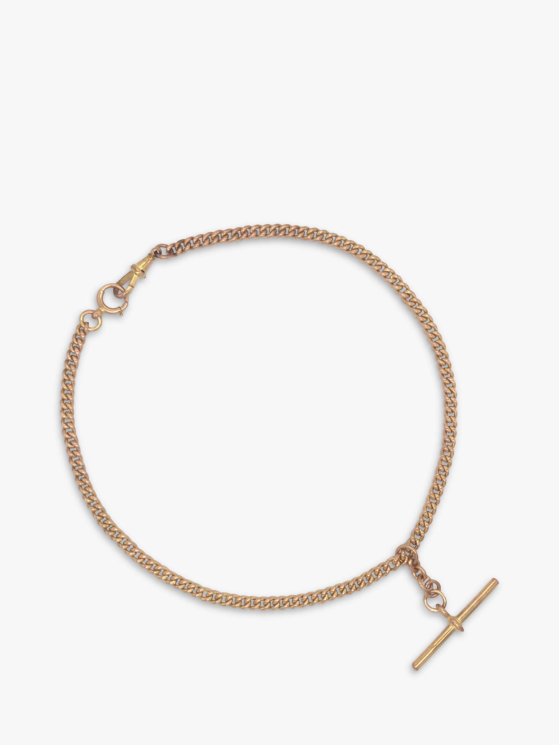 Buy Vintage Fine Jewellery Second Hand 9ct Rose Gold Curb Link T-Bar Necklace, Dated London 1929 Online at johnlewis.com