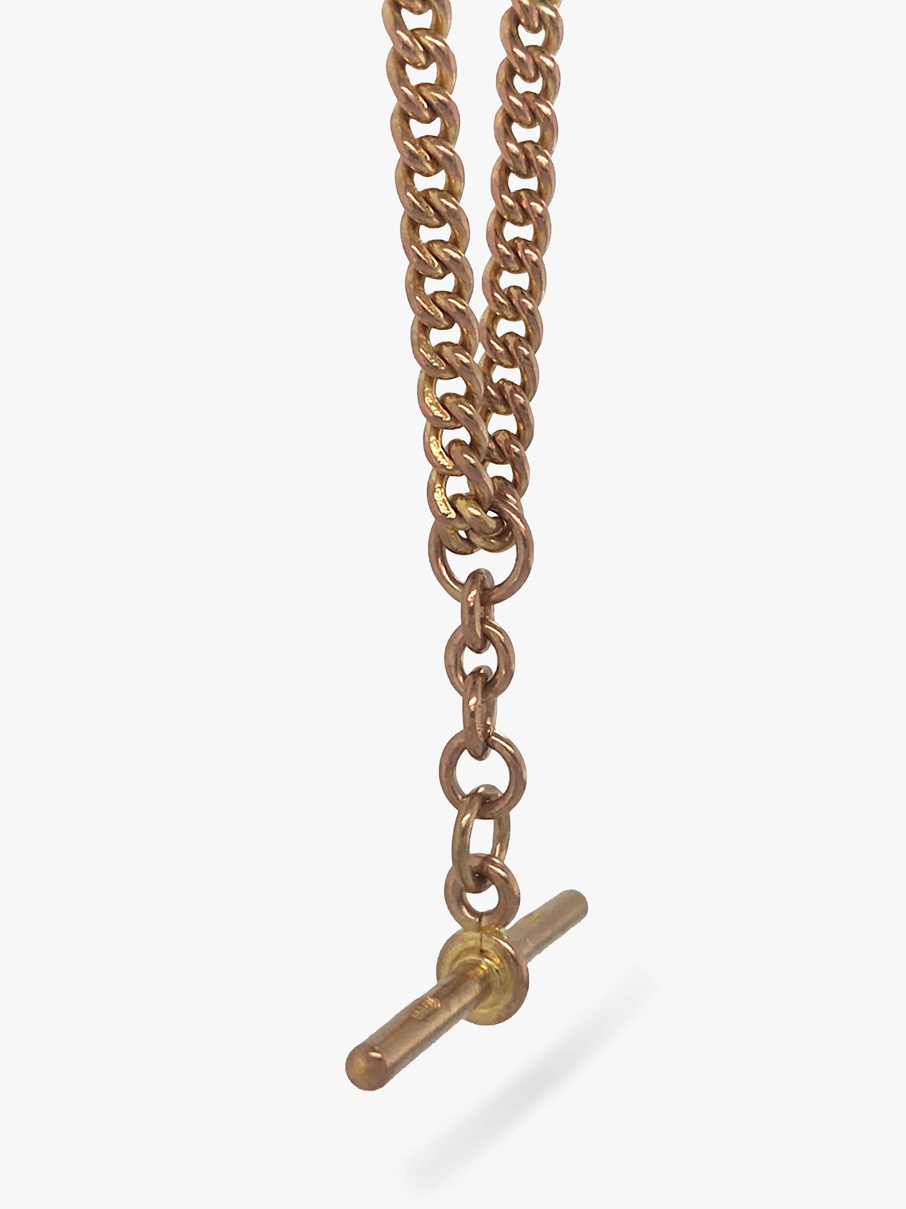 Buy Vintage Fine Jewellery Second Hand 9ct Rose Gold Curb Link T-Bar Necklace, Dated London 1929 Online at johnlewis.com