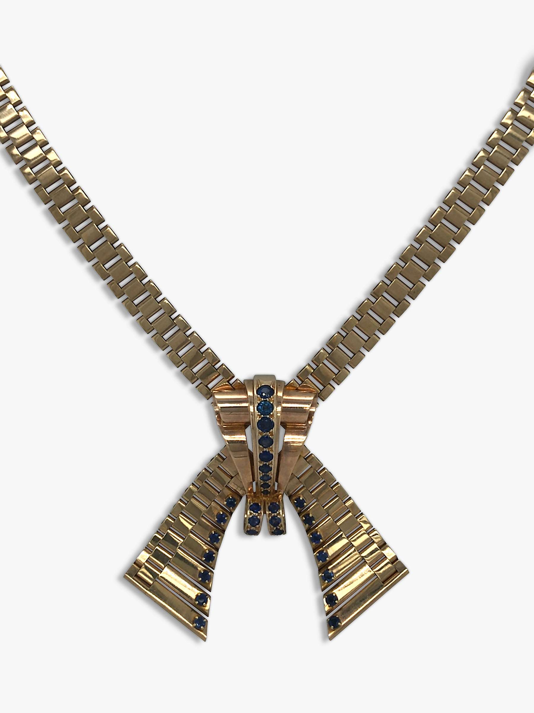 Buy Vintage Fine Jewellery Second Hand 9ct Yellow Gold Sapphire Gate Link Collar Necklace, Dated London 1961 Online at johnlewis.com
