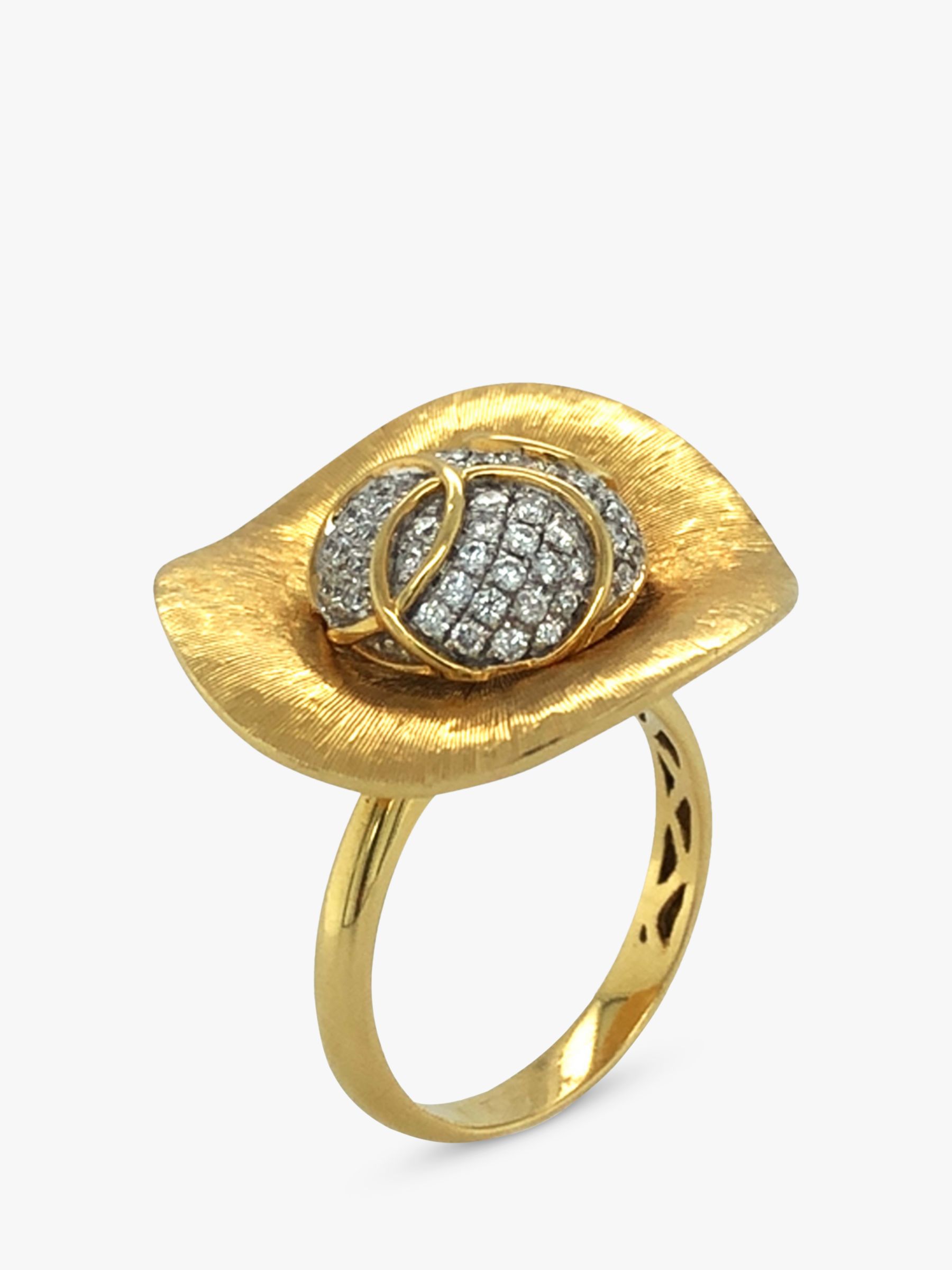 Vintage Fine Jewellery Second Hand 18ct Yellow Gold Diamond Statement Ring, Dated Circa 1990s