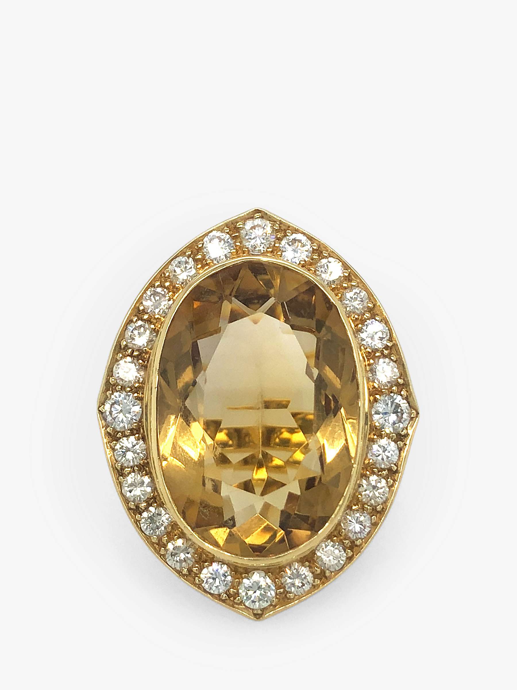 Buy Vintage Fine Jewellery Second Hand 18ct Yellow Gold Diamond & Oval Citrine Ring, Dated Circa 1960s Online at johnlewis.com