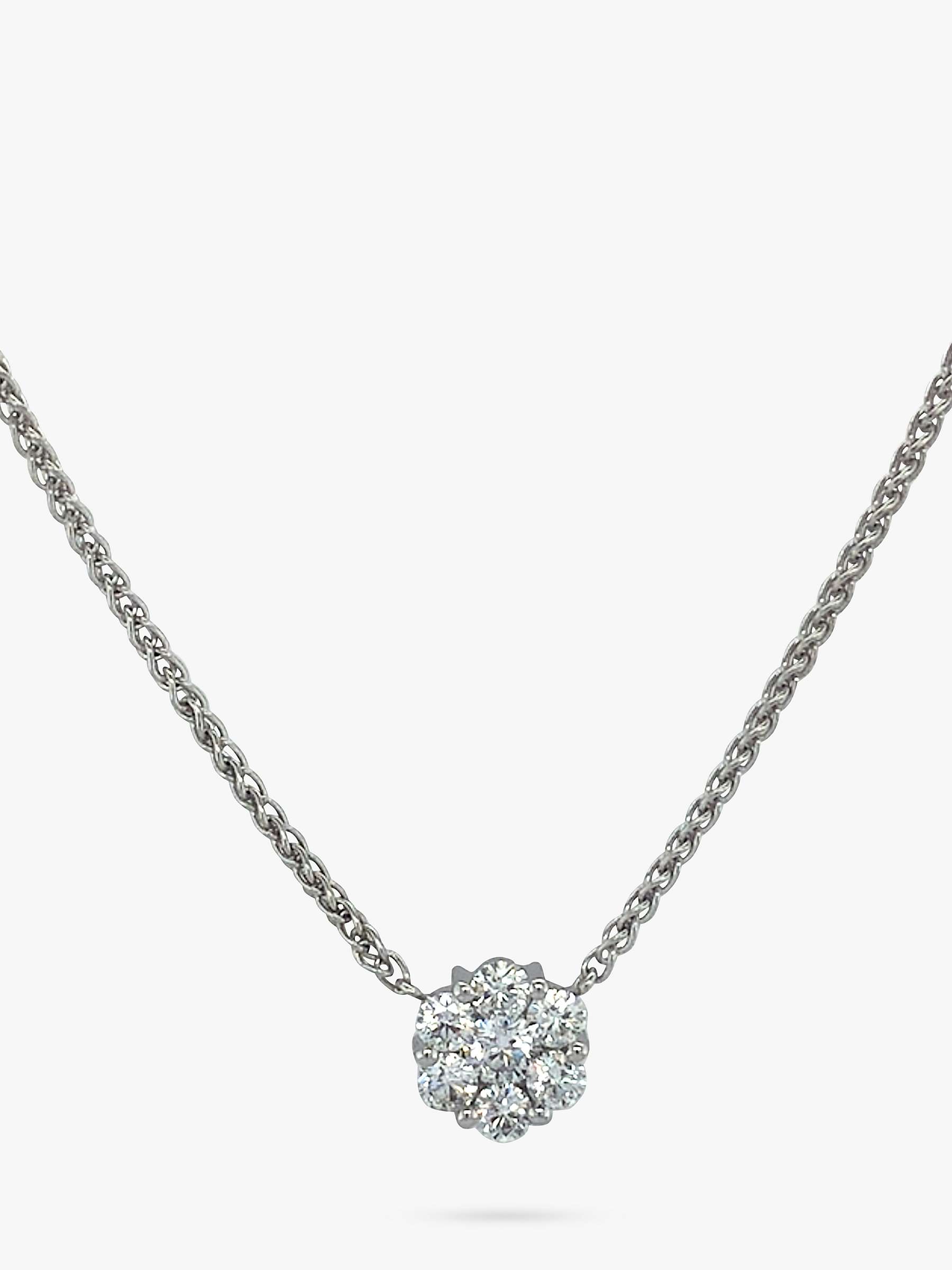 Buy Vintage Fine Jewellery Second Hand 14ct White Gold Diamond Cluster Pendant Necklace Online at johnlewis.com