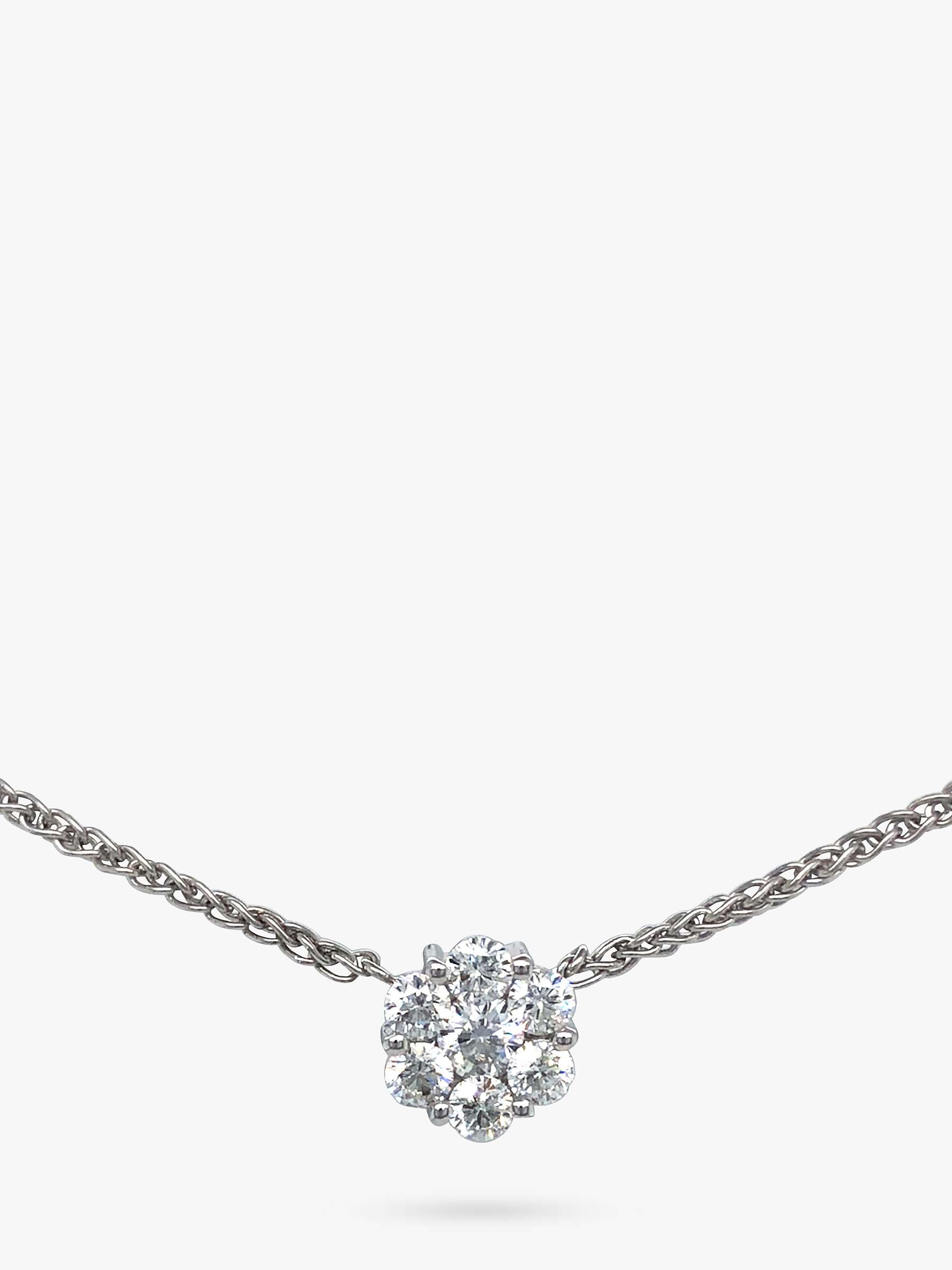 Buy Vintage Fine Jewellery Second Hand 14ct White Gold Diamond Cluster Pendant Necklace Online at johnlewis.com