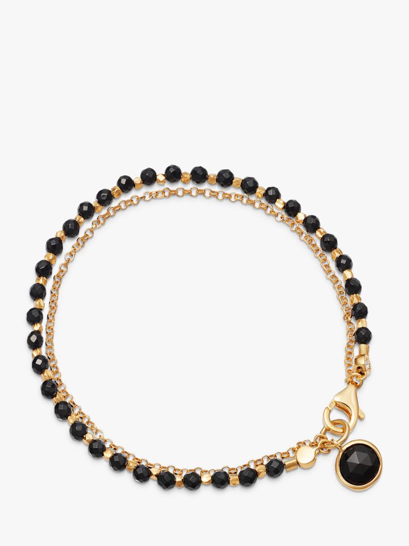 Astley Clarke Semi-Precious Beaded Layered Bracelet, Gold/Onyx at John ...