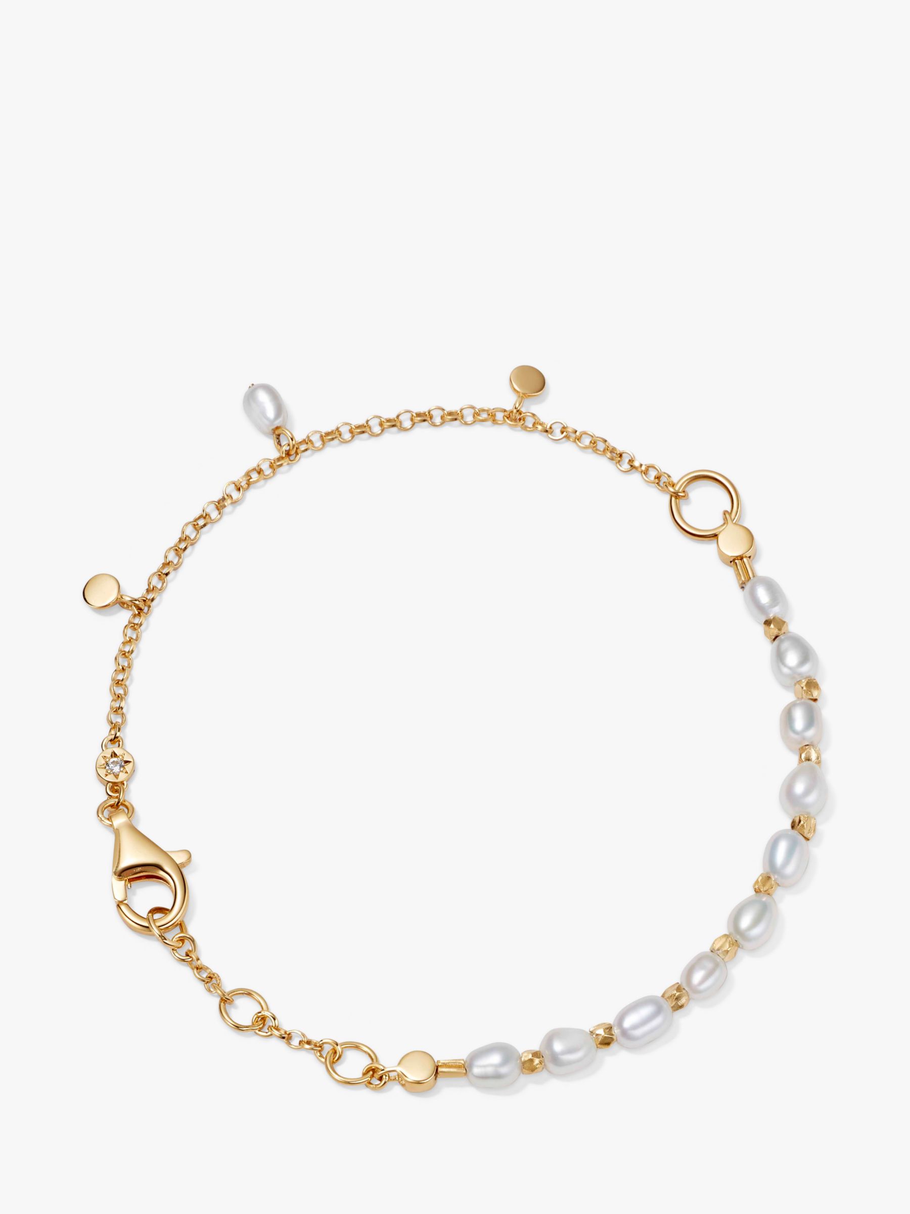 Astley Clarke Pearl Charm Chain Bracelet, Gold/White