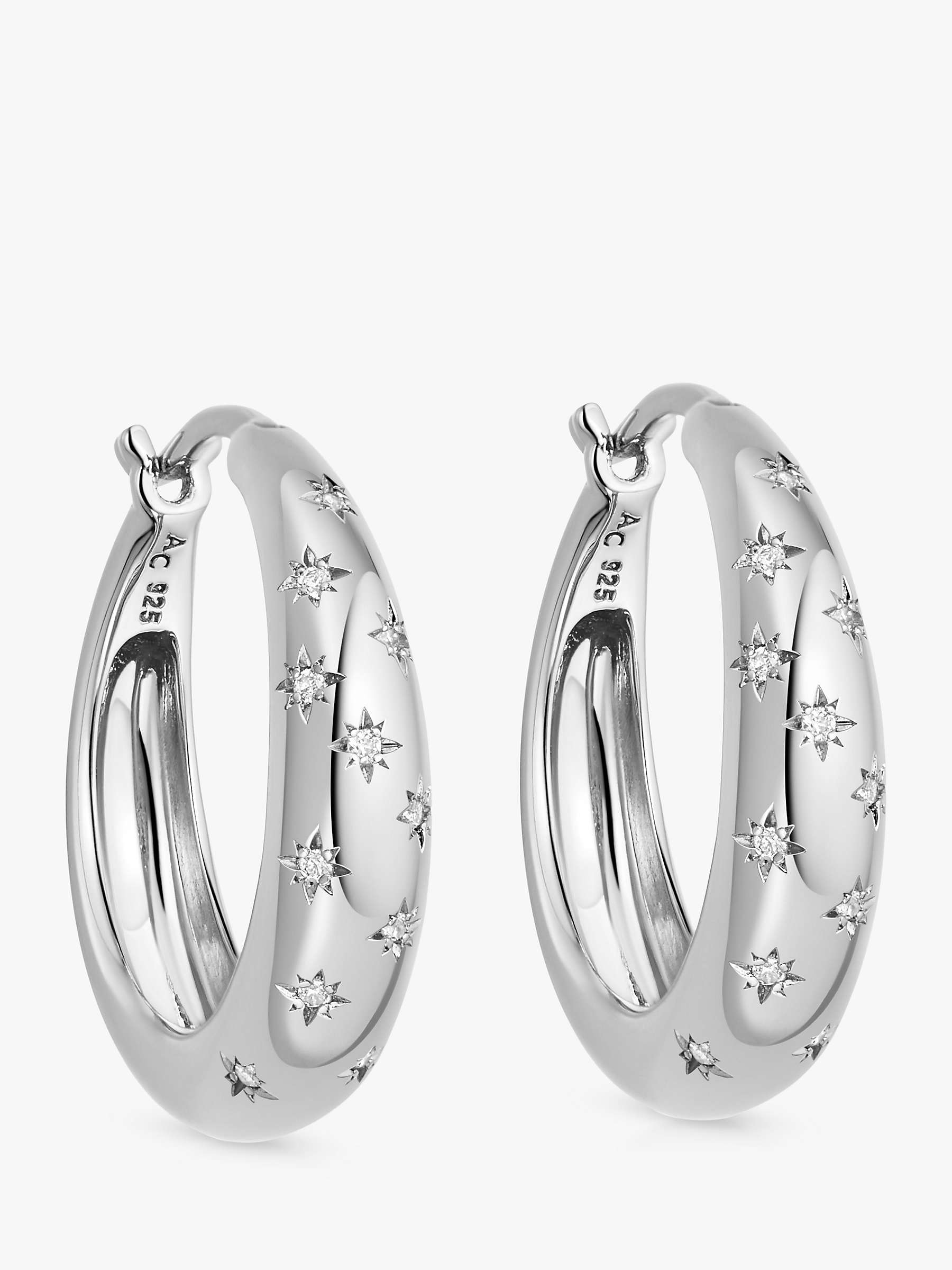 Buy Astley Clarke Celestial North Star White Sapphire Chunky Hoop Earrings Online at johnlewis.com