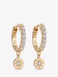 Astley Clarke Celestial White Sapphire Drop Hoop Earrings, Gold