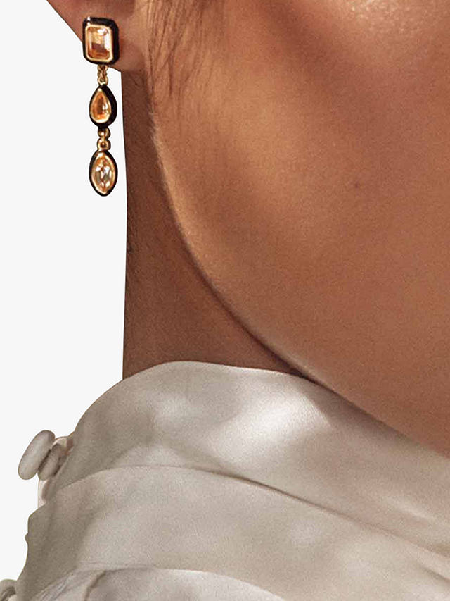 Astley Clarke White Topaz Drop Earrings, Gold/Black