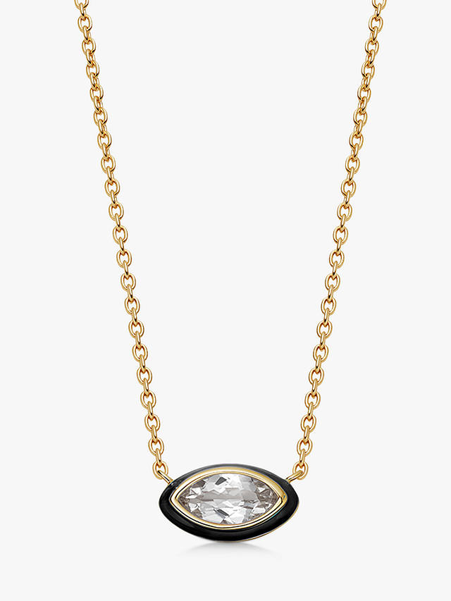 Astley Clarke White Topaz Pendant Necklace, Gold/Black