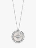 Astley Clarke Semi-Precious Stone Star Locket Necklace, Silver/Mother of Pearl