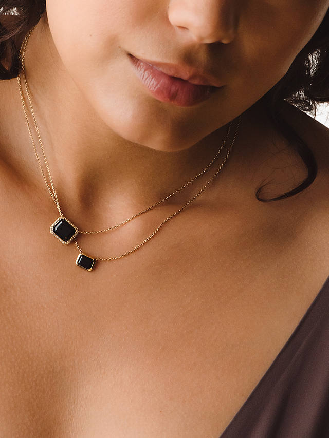 Astley Clarke Black Onyx Pendant Necklace, Gold/Black