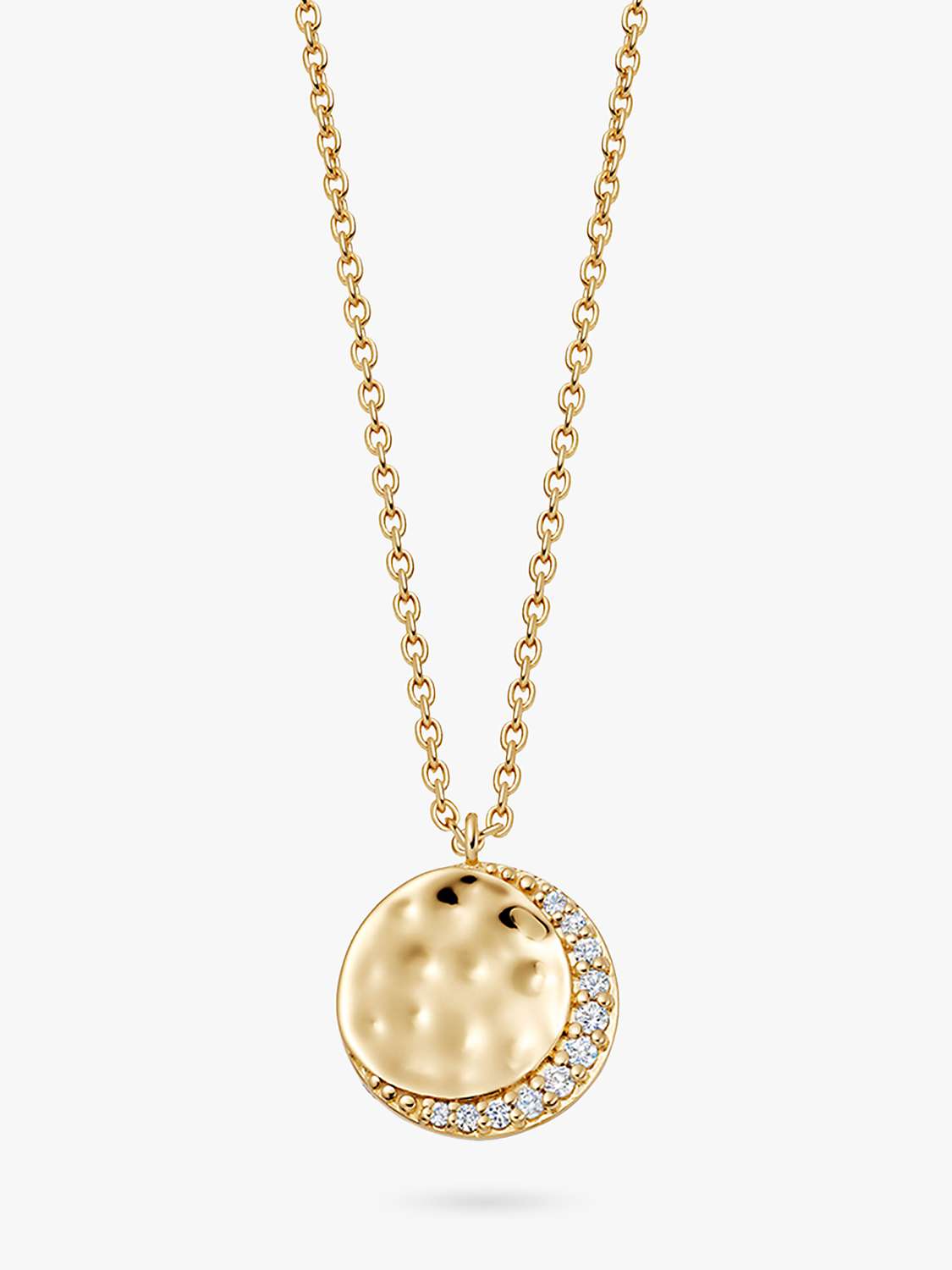 Buy Astley Clarke White Sapphire Hammered Pendant Necklace, Gold Online at johnlewis.com