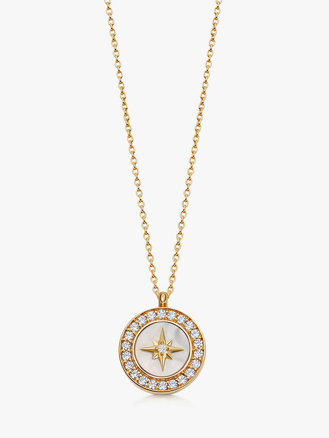 Astley Clarke Semi-Precious Stone Star Locket Necklace, Gold/Mother Of Pearl