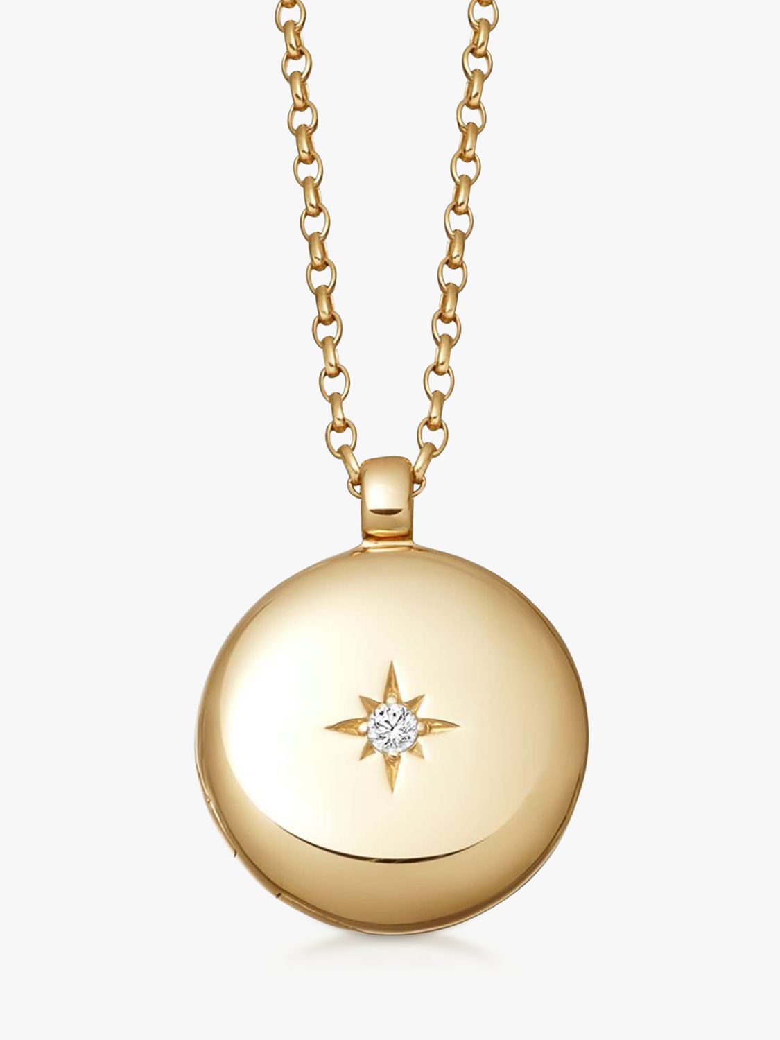 Buy Astley Clarke Biography White Sapphire Star Locket Long Pendant Necklace, Gold Online at johnlewis.com