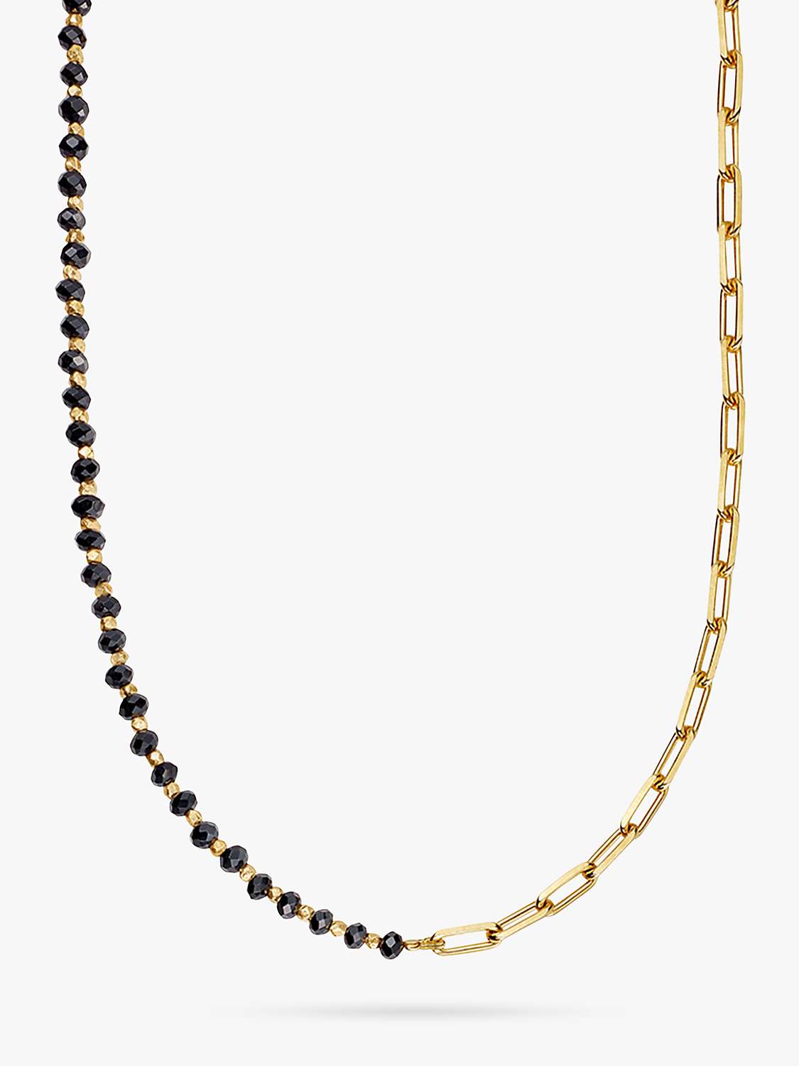 Buy Astley Clarke Onyx and Square Link Necklace, Black/Gold Online at johnlewis.com