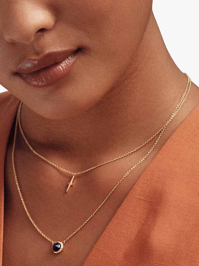 Astley Clarke Semi-Precious Disc Pendant Necklace, Gold/Lapis