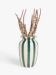 John Lewis Hand Painted Striped Stoneware Vase, H26.5cm, Peacock