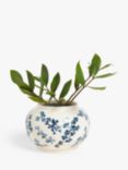 John Lewis Hand Painted Floral Stoneware Vase, H15cm, Blue/White