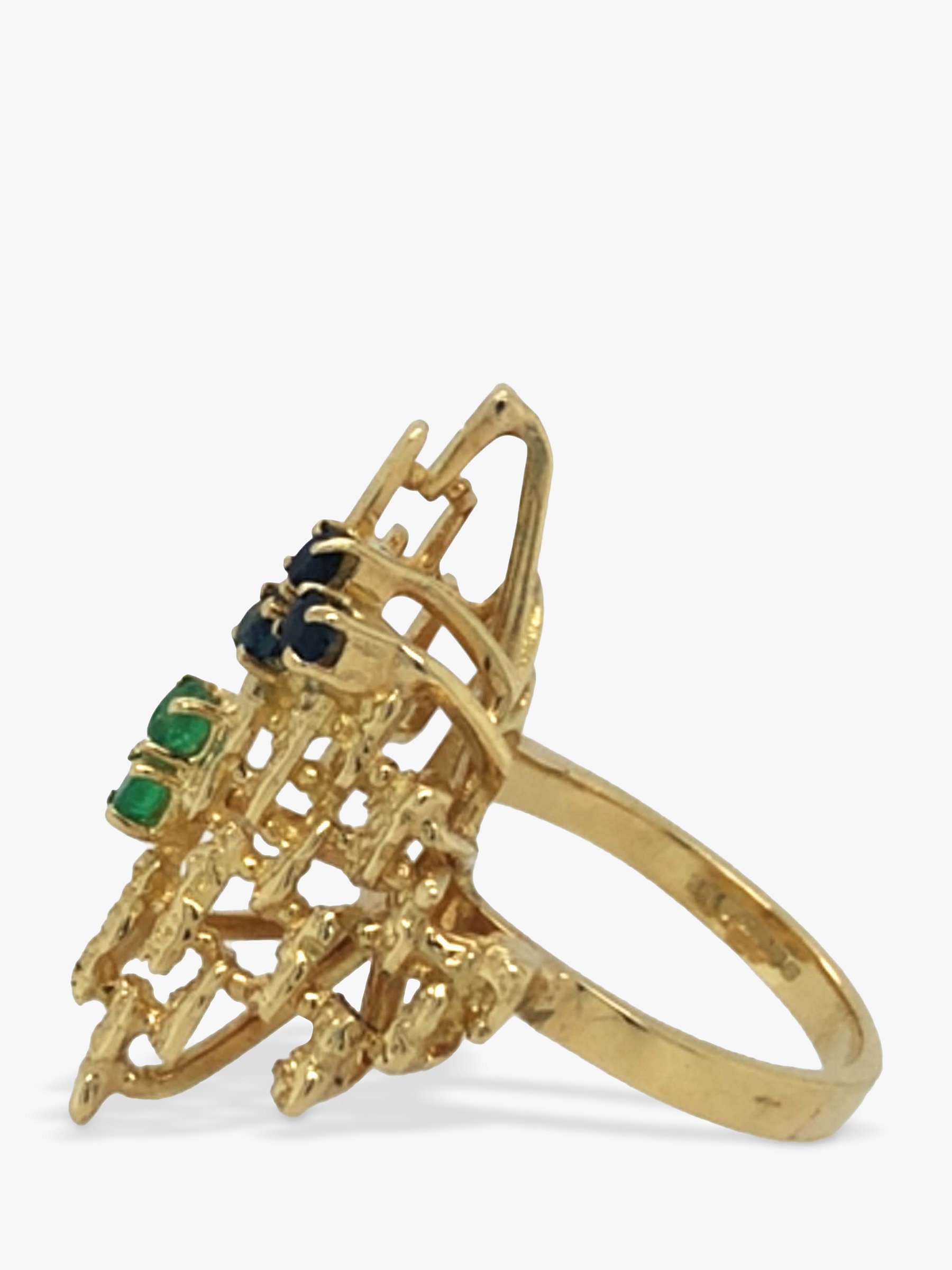 Buy Vintage Fine Jewellery Second Hand 14ct Yellow Gold Sapphire and Emerald Dress Ring, Dated Birmingham 1973 Online at johnlewis.com