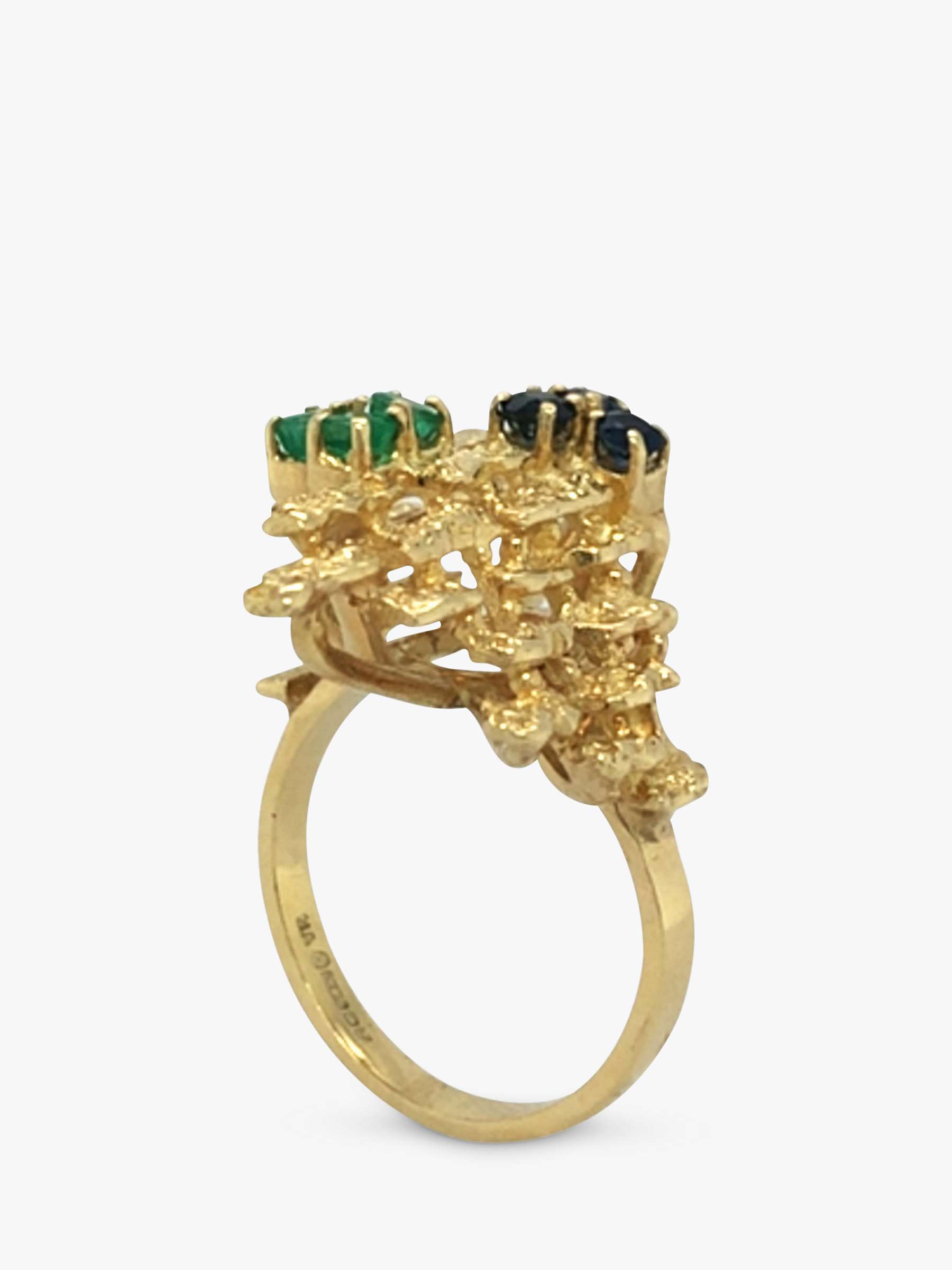 Buy Vintage Fine Jewellery Second Hand 14ct Yellow Gold Sapphire and Emerald Dress Ring, Dated Birmingham 1973 Online at johnlewis.com