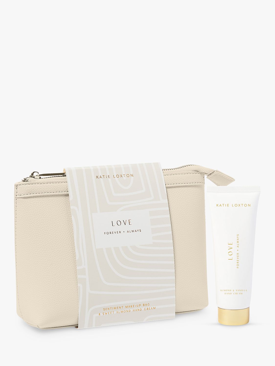 Katie Loxton Love Make Up Bag & Hand Cream Gift Set, Off White