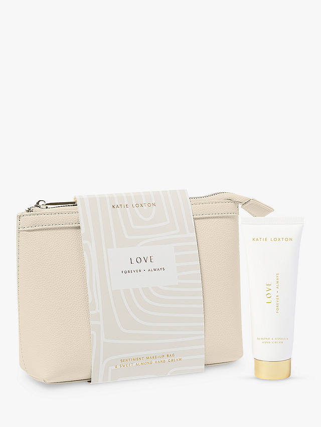 Katie Loxton Love Make Up Bag & Hand Cream Gift Set, Off White 1