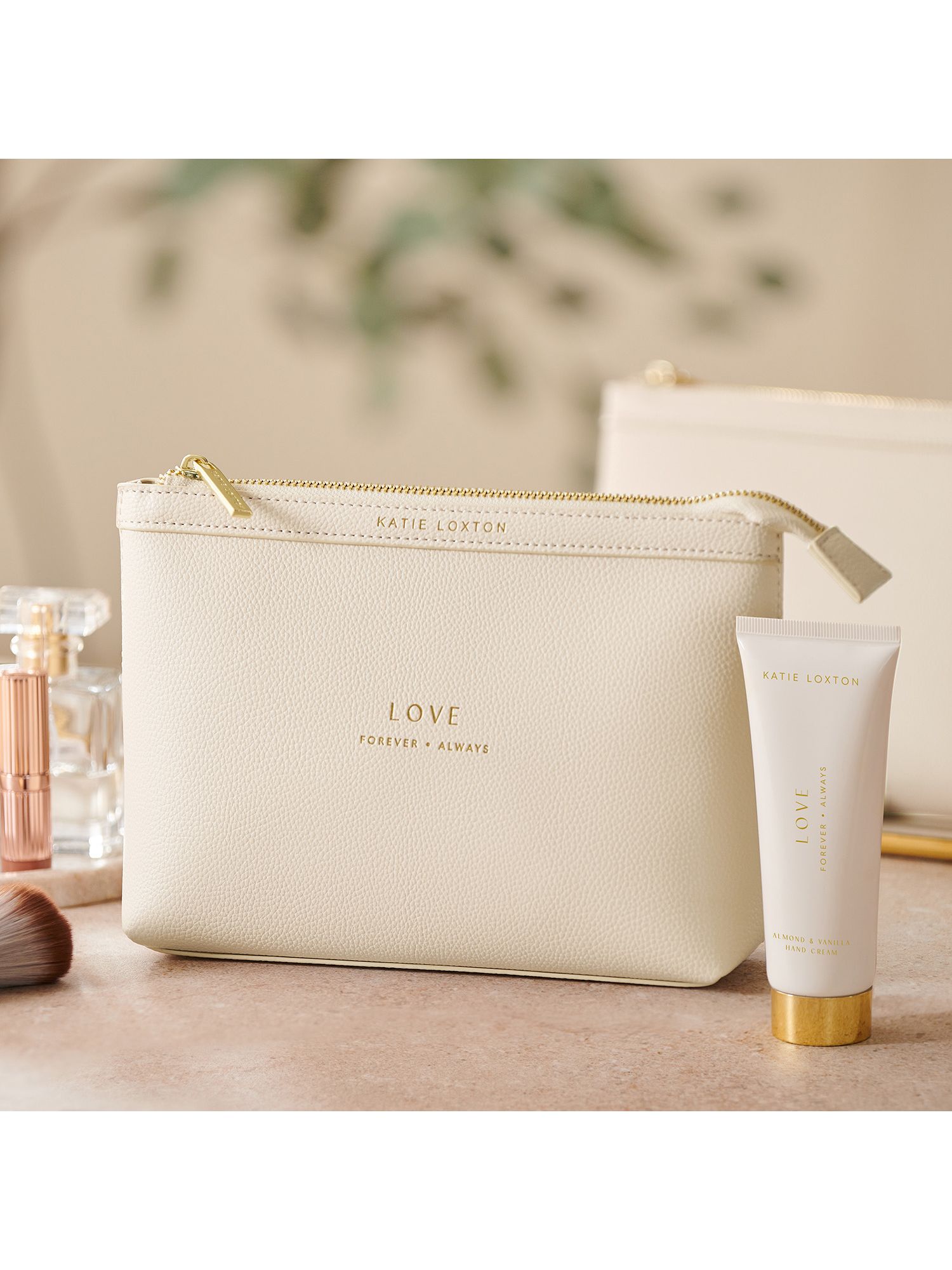 Katie Loxton Love Make Up Bag & Hand Cream Gift Set, Off White 4