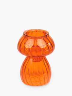 Talking Tables Glass Mushroom Candle Holder, Orange