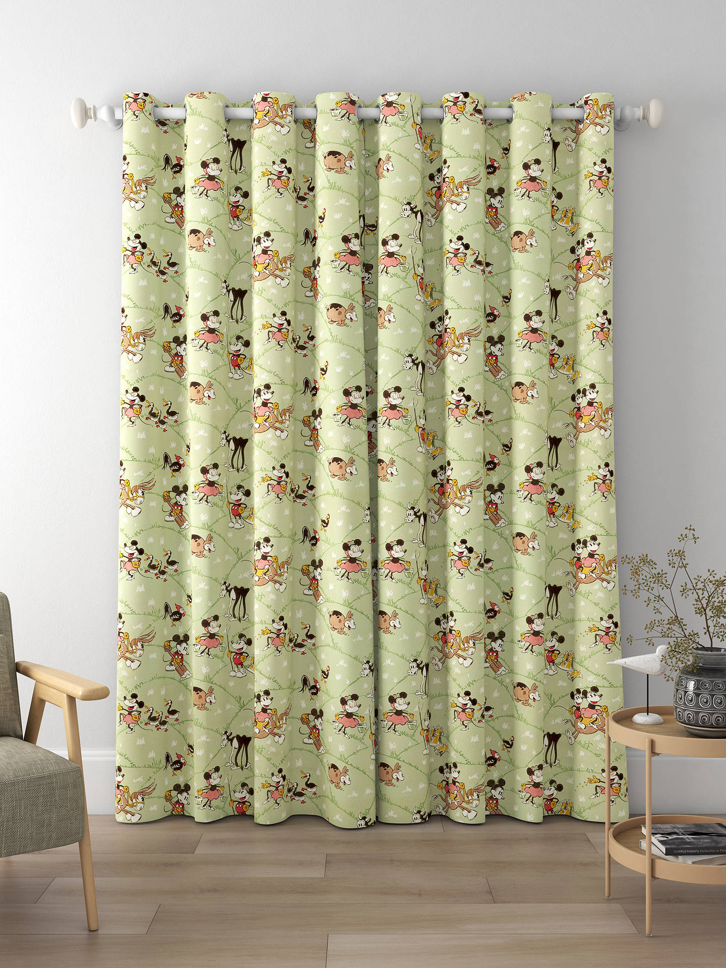 Sanderson Mickey & Minnie Made to Measure Curtains, Macaron Green