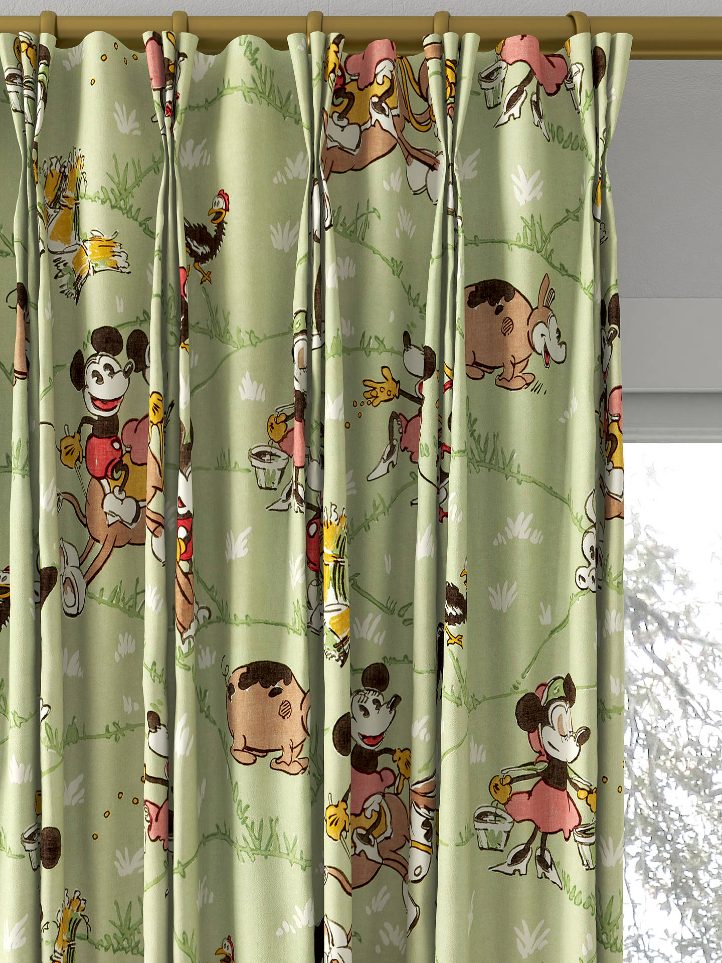 Sanderson Mickey & Minnie Made to Measure Curtains, Macaron Green
