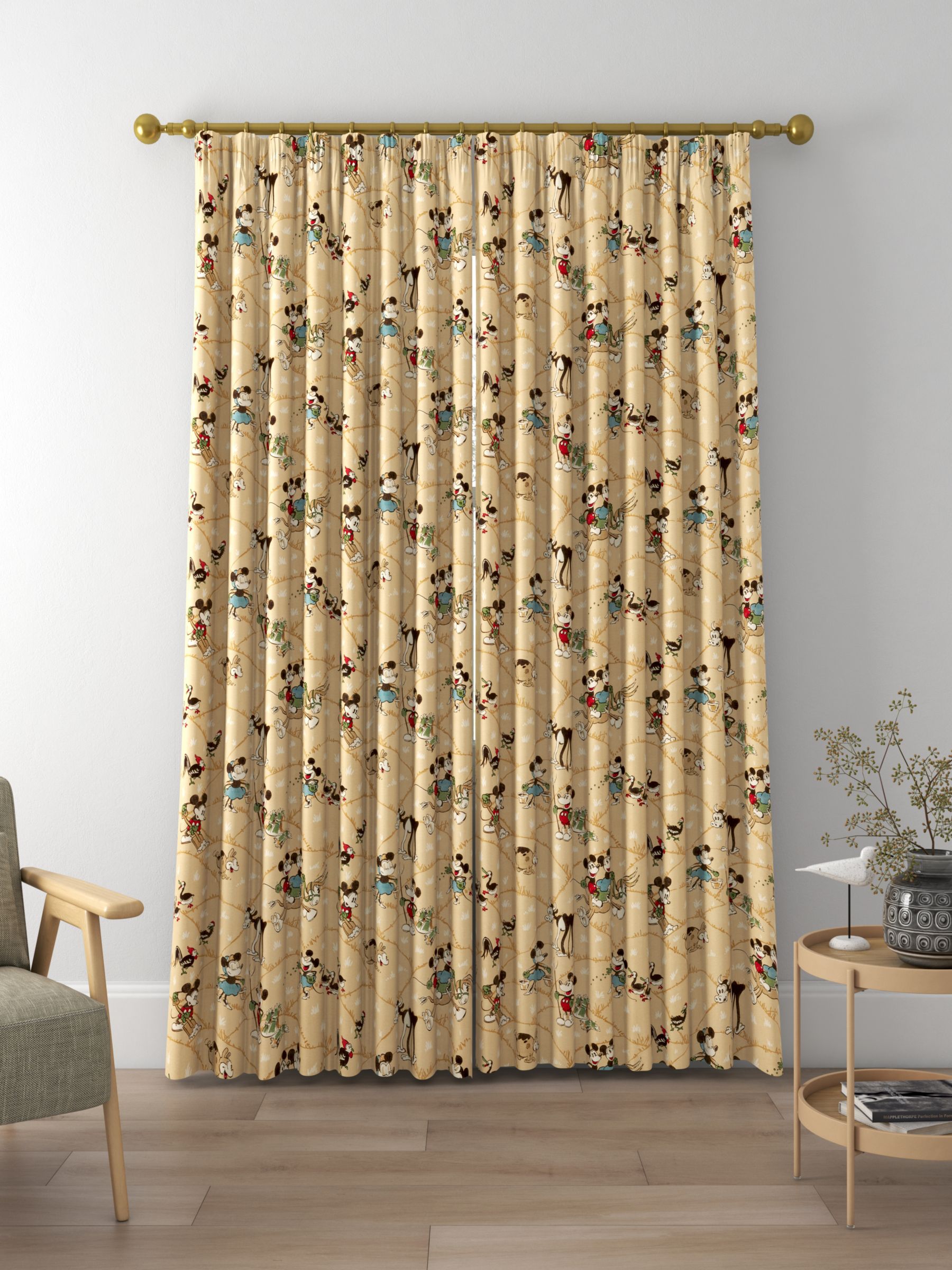 Sanderson Mickey & Minnie Made to Measure Curtains, Butterscotch