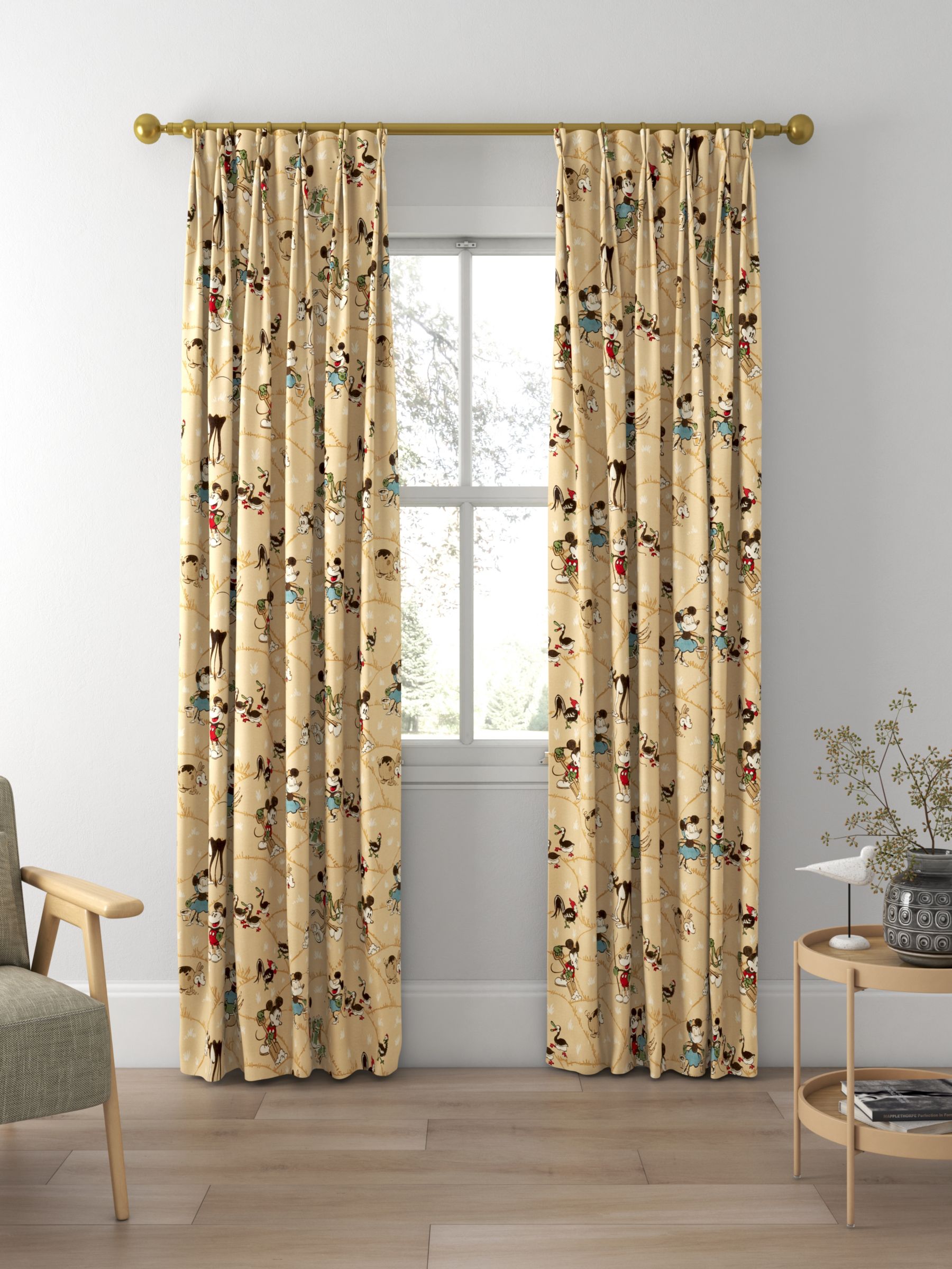 Sanderson Mickey & Minnie Made to Measure Curtains, Butterscotch