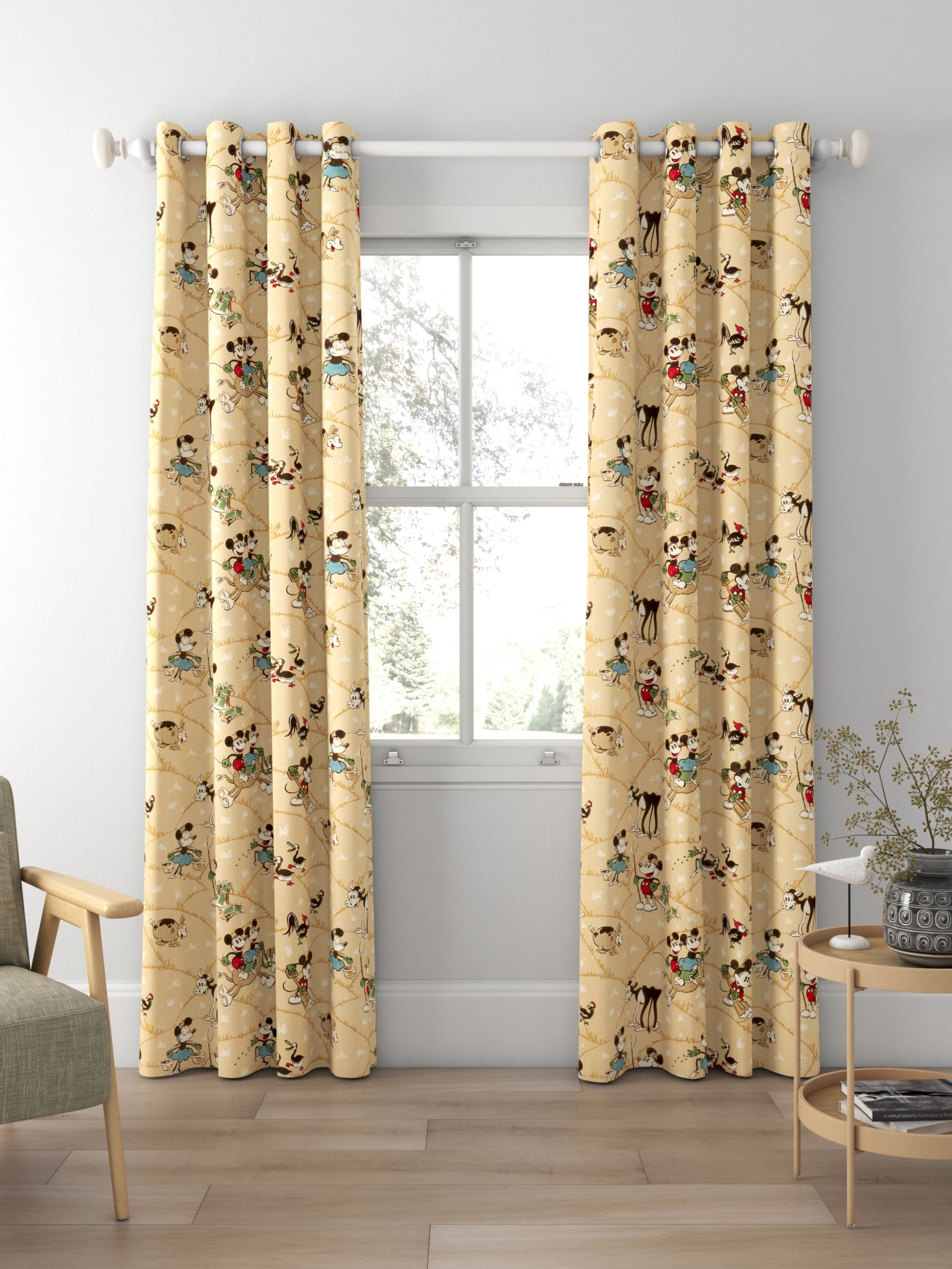 Sanderson Mickey & Minnie Made to Measure Curtains, Butterscotch